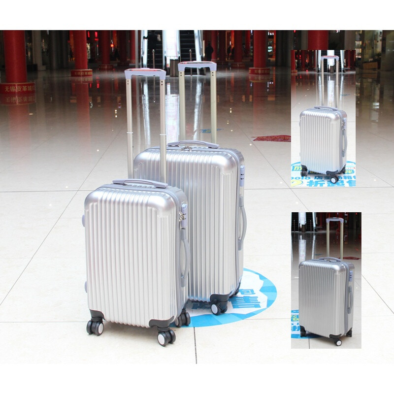騰彩行李箱 拉桿箱萬(wàn)向輪旅行箱20登機(jī)箱男女箱包24寸托運(yùn)箱子E1 光面銀色 24寸