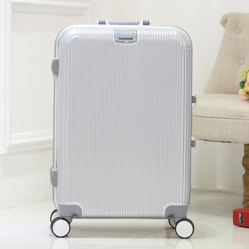BOTUNG 條紋鋁框拉桿箱萬(wàn)向輪20寸24寸28寸旅行箱男女登機(jī)行李箱出差托運(yùn)箱包 金色 20寸